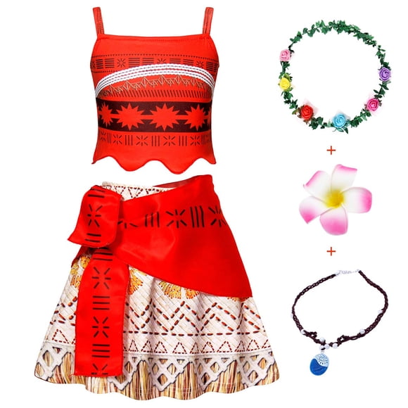 Vestido Cotrio Moana con accesorios para niñas de 5 años, talla 6