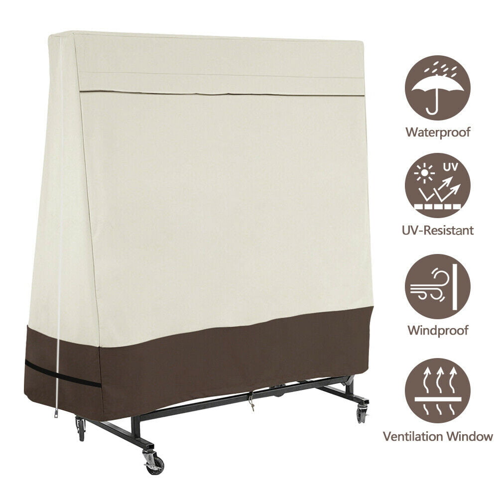 65 L x27.5 D x 73 H, Beige willstar Outdoor Ping Pong Table Cover 420D Waterproof UV Resistant Windproof All Weather Protection 