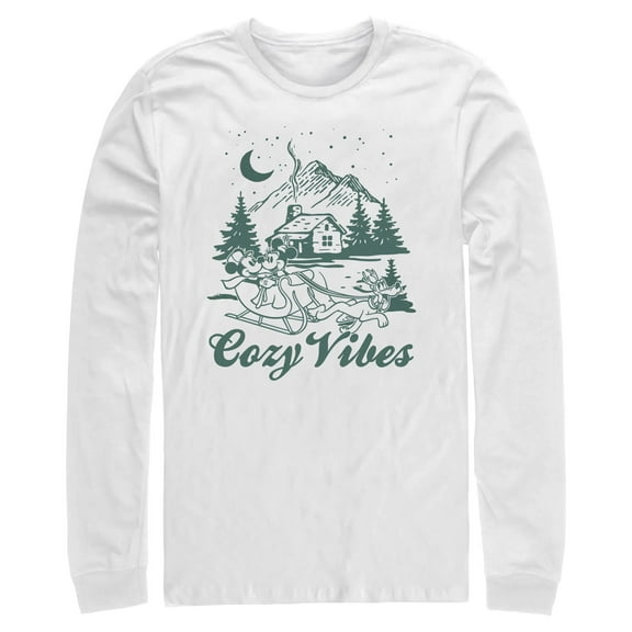 Mens Mickey & Friends Cozy Vibes Cabin Long Sleeve Shirt