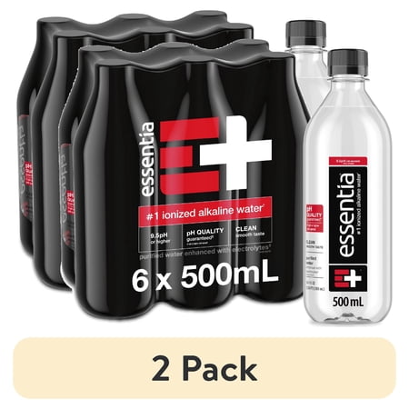 (2 pack) Essentia Ionized Alkaline Water, 9.5 PH until opened, 99.9% Pure, Bottled Water, 6PK 0.252 fl oz