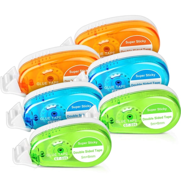 Holzlrgus Double Sided Adhesive Scrapbook Runner Permanent Adhesive Runner Roller Tapes 0.3 x 197 Inch Adhesive Dot Roller Applicators for Scrapbooking DIY Craft Projects Supplies(6 Pieces)