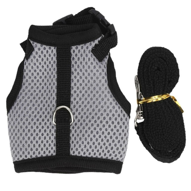 Small Pet Mesh Breathable Traction Chest Back Harness for Pig Guinea Pig Pet SupplyS Gray