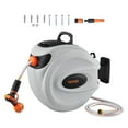thumbnail image 1 of VEVOR Retractable Hose Reel, 65 ft x 5/8 inch, 180° Swivel Bracket Wall-Mounted, Garden Water Hose Reel with 9-Pattern Nozzle, Automatic Rewind, Lock at Any Length, and Slow Return System, 1 of 9