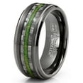 thumbnail image 2 of Metal Masters Mens Carbon Fiber Tungsten Carbide Ring Green Wood Wedding Band Gunmetal 8mm, 2 of 7