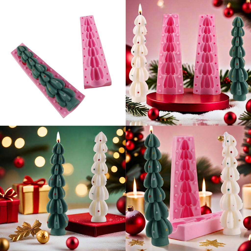 BQBQERT Christmas Tree Silicone Molds for Epoxy Resin, Home Decoration, Christmas Themed Silicone Molds for Making Candle