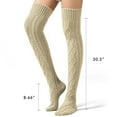 thumbnail image 3 of iOPQO Leg Warmers, Thigh High Stockings, Thick Thigh High Socks, Cable Knit Socks, Thigh High Socks, Khaki One Size, 3 of 8