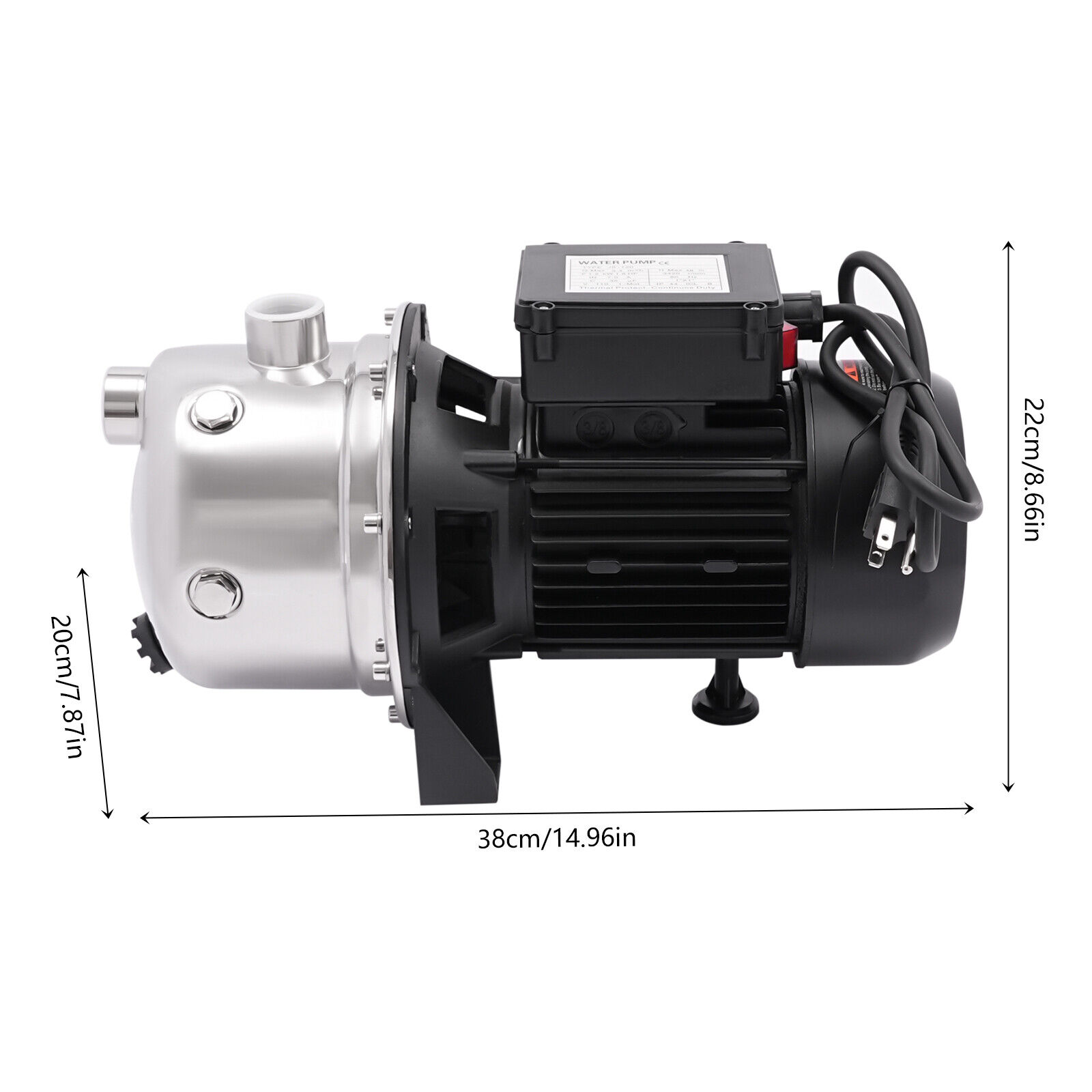 Miumaeov 110V 1.6HP Portable Shallow Well Pump Draining Irrigation Pump Lawn Water Pump 1.2KW