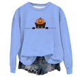thumbnail image 3 of IDOCLOTHES Halloween Sweatshirt Women Dressy Casual Black Cat Pumpkin Printed Long Sleeve Halloween Sweaters for Women Going Out Tops Womens Fall Fashion Clothing Light Blue, XXL, 3 of 4