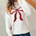thumbnail image 6 of Weiqiqre Sweaters for Women Oversized Bow Print Crew Neck Drop Shoulder Long Sleeve Knit Pullover Tops, 6 of 6