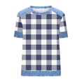 thumbnail image 5 of Tops for Women Short Sleeve Round Neck Waffle Casual Solid Color Blouse Loose Tops Navy XL, 5 of 5