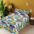 thumbnail image 2 of Ambesonne Leaf Print Fitted & Flat Sheet with Shams 4 Pcs Set, Watercolor Leaves Modern, Full, Fern Green and Multicolor, 2 of 5