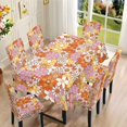 thumbnail image 2 of TSOVTHRID Hippie Daisy Floral Print 7 Pcs Tablecloth Chair Covers Set, Rectangle Table Cloth Washable Chair Seat Protector with Elastic Bottom for Kitchen Banquet Party Decor, 2 of 6