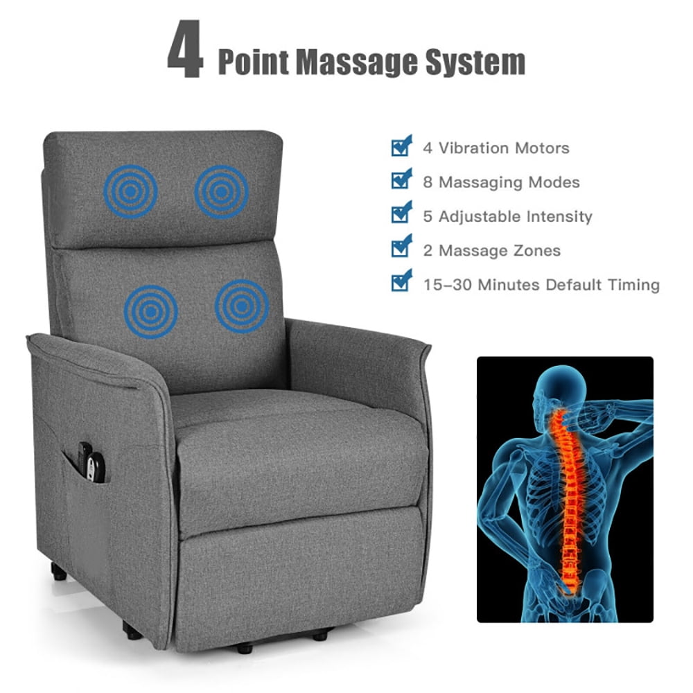 Finihen Electric Power Lift Relax Sofa Recliner Chair, Power Lift Recliner Sofa, Power Lift Massage Recliner Chair for Elderly with Heavy Padded Cushion, for Living Room, Bedroom, Gray Finihen Electric Power Lift Relax Sofa Recliner Chair, Power Lift Recliner Sofa, Power Lift Massage Recliner Chair for Elderly with Heavy Padded Cushion, for Living Room, Bedroom, Gray