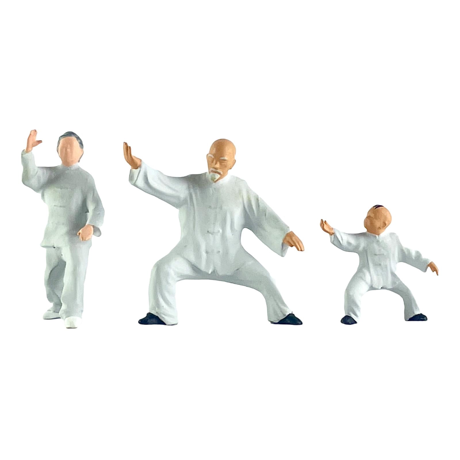 Dualoai 3x 1/64 Tai Chi Figure for Micro Landscape Photo Props Doll House Decoration