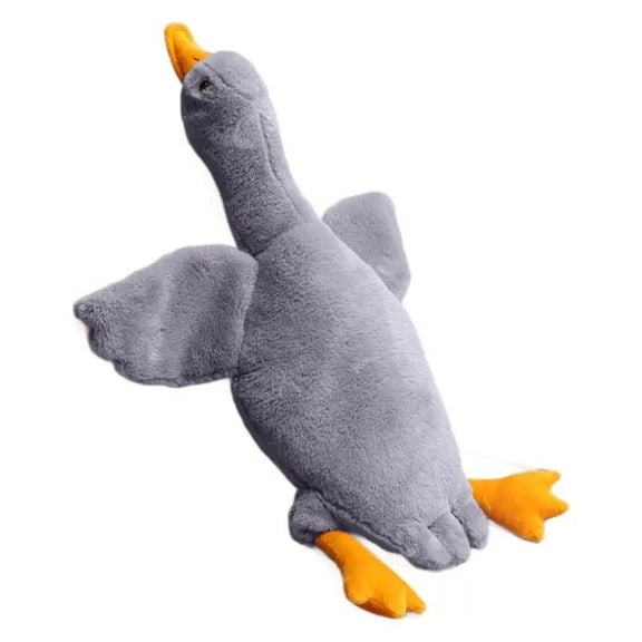 Gray Plush Lying Duck Stuffed Animal Pillow, Soft Fluffy Duck Plush Toy, Squishy Comfort Hugging Cushion for Sofa, Bed, Gift & Home Decor,19.7 in.
