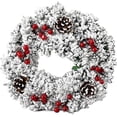 thumbnail image 1 of Corona navideña, decoración de pared para puerta de invierno, 32 cm, con piñas y racimos de bayas., 1 of 4