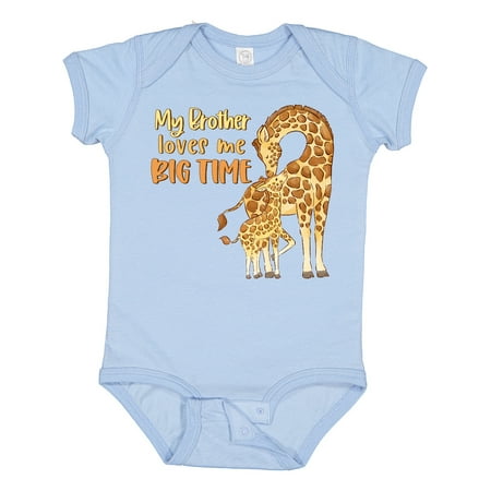 

Inktastic My Brother Loves Me Big Time Cute Giraffe Family Gift Baby Boy or Baby Girl Bodysuit