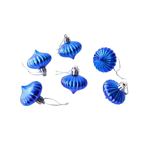 Guodhu 6 Pack Onion Shaped Hanging Ornaments Red White Blue Baubles Set for 4th of July Independence Day Christmas Tree Holiday Party Decor(Blue)