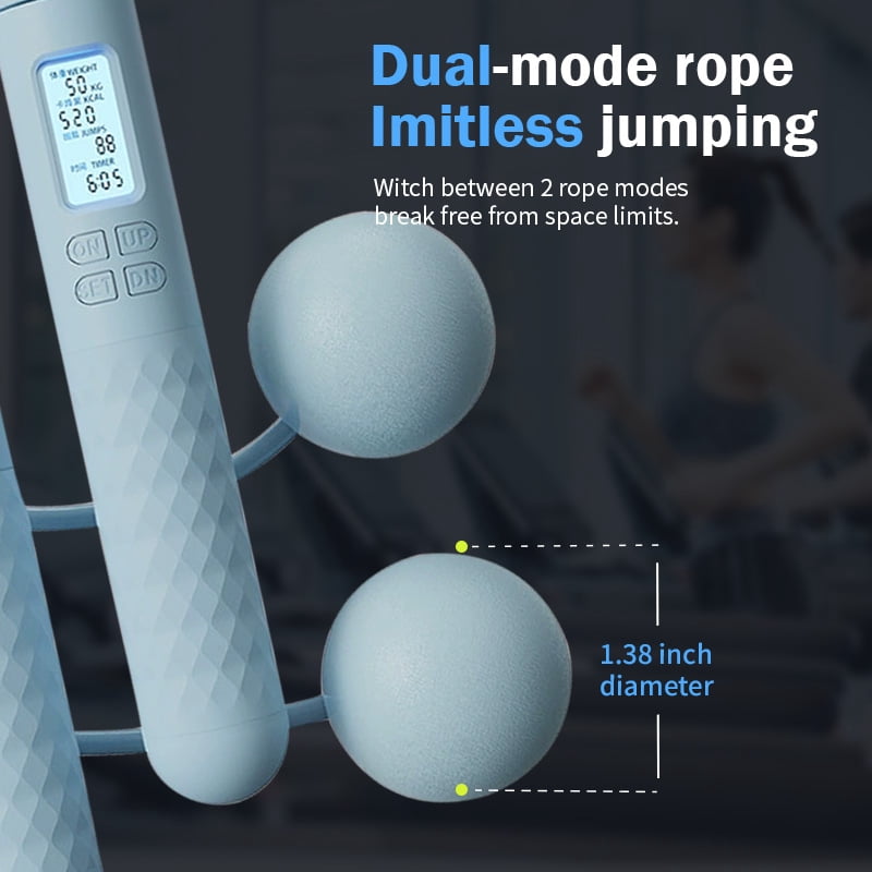 Pink Weighted Wireless Jump Rope - Anti-Tangle Fitness Equipment, Adjustable Length Fitness Rope with Digital Counter | Portable Fitness Tool Suitable for Home, Gym, Office, Travel, and Cardio.