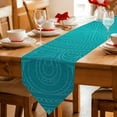 thumbnail image 2 of Table Runners 72 Inches Long, Teal Boho Cotton Linen Kitchen Dining Coffee Table Runner for Party Home Decor, Farmhouse Abstract Geometric Aesthetic Art Tabletop Dresser Scarves Runner 14x72 Inch, 2 of 9