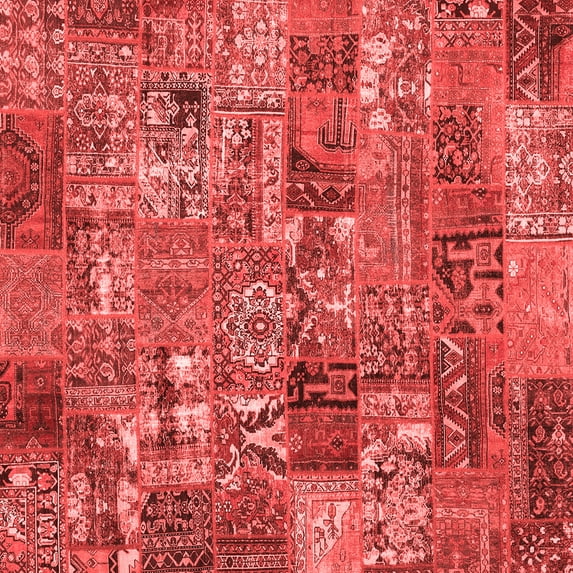Ahgly Company Indoor Square Abstract Red Contemporary Area Rugs, 6' Square