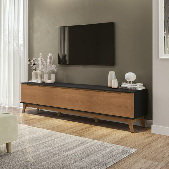 Mueble TV 85" Kappesberg 218cm con 3 Puertas Negro/Canela