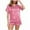 Pink, variant on tarylea Pajamas for Women Set Button down Lapel Shirt Elastic Waist Shorts Solid Color Loose Satin Set Casual Summer Comfy Loungewear