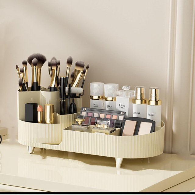 Étui de Rangement pour Cosmétiques, Porte-Stylo Rotatif, Commode, Table, Grande Capacité, Pinceaux de Maquillage, Rouge à Lèvres, Fard à Paupières, Porte-Bouffes