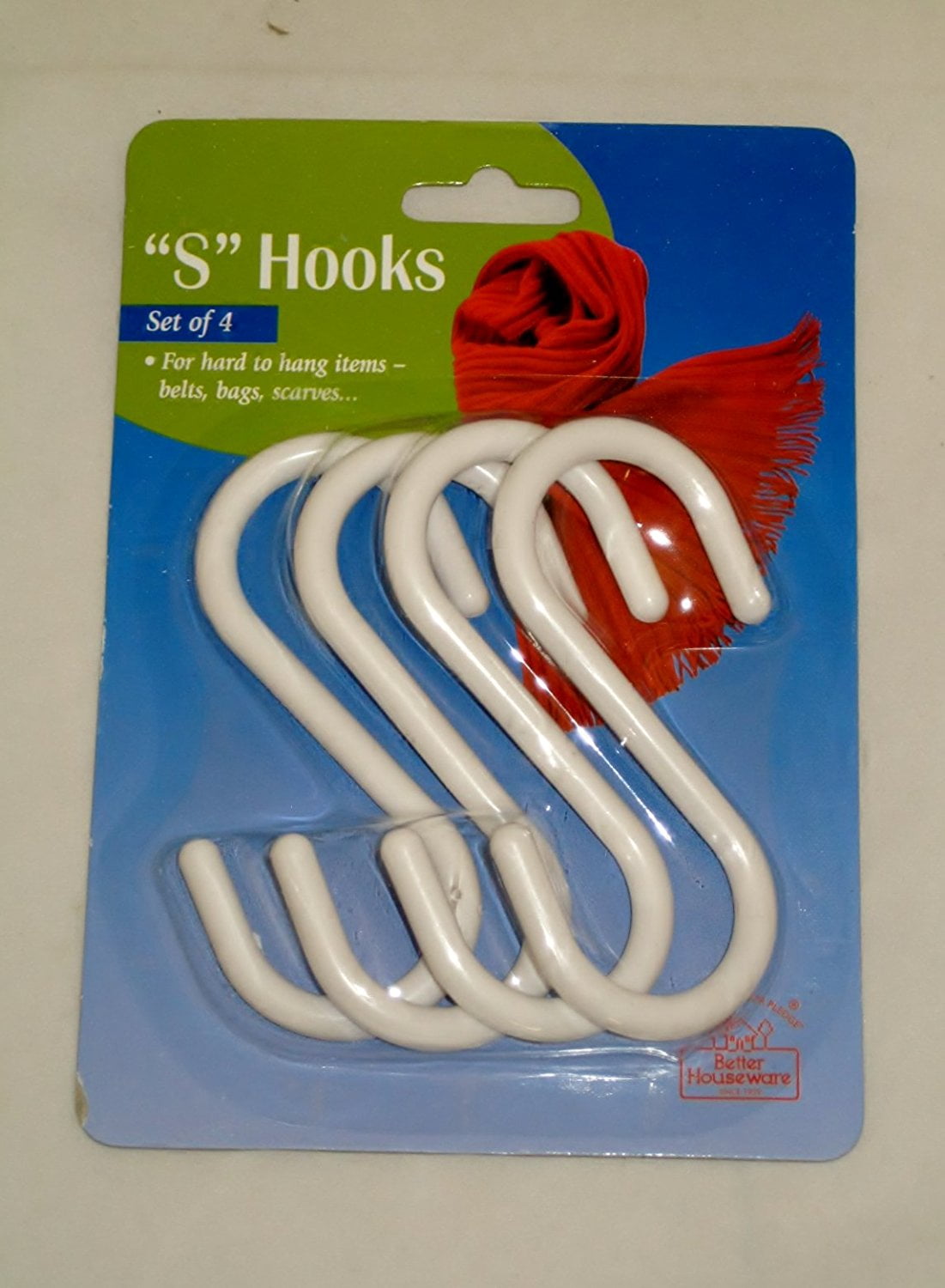 White Plastic S Hook Set of 4