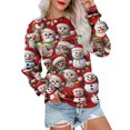 thumbnail image 5 of Women's Casual Long Sleeve Round Neck Sweatshirt Fit Pleated Top with Christmas Print for Fashionable Holiday Outfits and Comfortable Wear,Red,S, 5 of 6