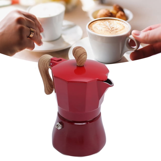 Aluminum Alloy Coffee Pot, Italian Coffee Maker 150ml Single Valve with Coffee Distributor Spoon for Rich Flavor Home Brewing