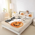 thumbnail image 4 of Manfei Teens Happy Halloween Bed Sheets, Magic Black Cat King Sheets, Cartoon Ghost Pumpkin Sheet Set, Super Cozy Room Decor, 4 Pieces, 4 of 7