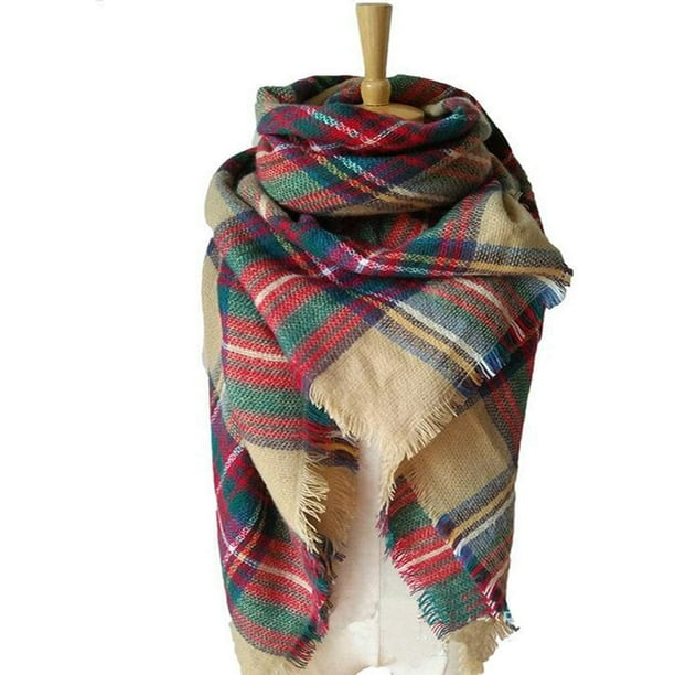 Stylish Warm Blanket Scarf Winter Warm Tartan Wrap Shawl Best Gift Scarf  for Women Ladies Girl Fashion Scarves 