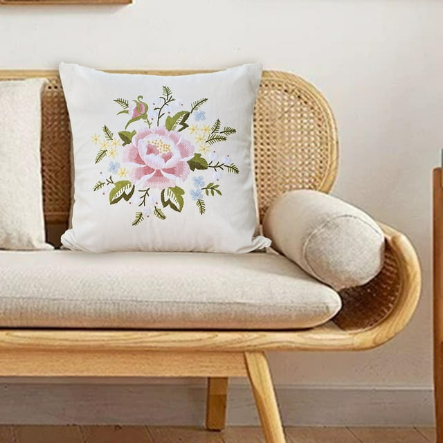 Kits de fundas de almohada bordadas, regalo, artesanía de costura artesanal, funda decorativa para cojín, fundas de cojín semiacabadas para adultos y F BLESIY Kits de almohadas bordadas