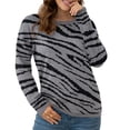 thumbnail image 3 of Asklazy Women's Pullover Sweaters Long Sleeve Print Knitted Crew Neck Sweater Tops（a Little Run Big）, 3 of 5