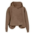 thumbnail image 2 of Itsame Hoodie Pullover Womens Lightweight Hood Sweatshirts Crew Neck Solid Color Sportswear Coffee Size L, 2 of 6