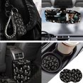 thumbnail image 3 of Jeiento Skull Car Accessories Sets 13 Pack Car Seat Cover Split Covers Steering Wheel Cover Seatbelt Pads Trash Can Auto Rear View Mirror Covers Cup Coasters Black Lipstick Holder Keychain, 3 of 7