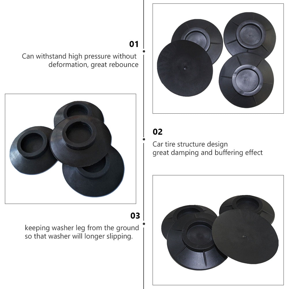 QIFULL 10Pcs Black Anti Walk Washer Pads with Tire Structure Design for Washer Dryer Furniture