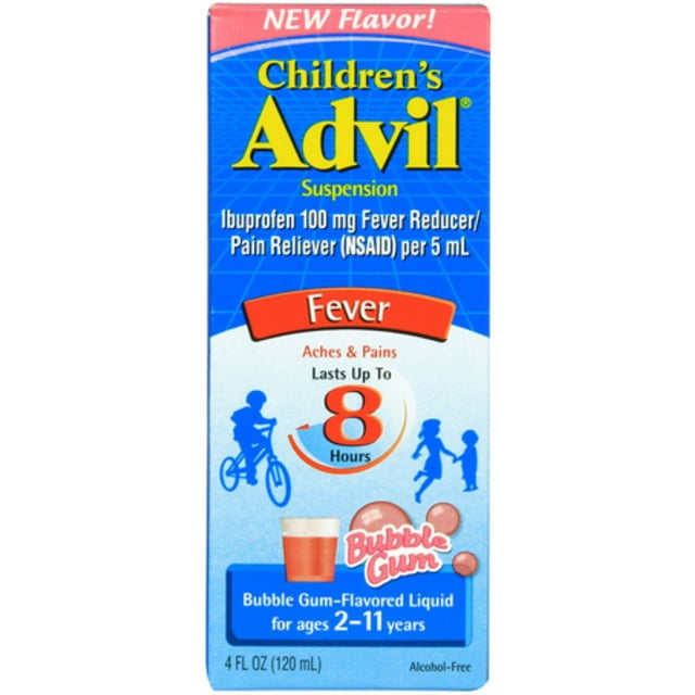 Advil Ibuprofen Fever Reducer/Pain Reliever Oral Suspension, Bubble Gum 4 oz (Pack of 6)