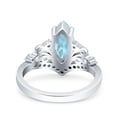 thumbnail image 3 of Art Deco Marquise Wedding Engagement Ring Aquamarine CZ 925 Sterling Silver Size 6, 3 of 6