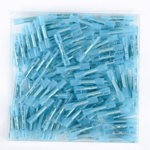 50PCS Waterproof Butt Splice Terminals 16-14AWG Heat Shrink Wire Connectors