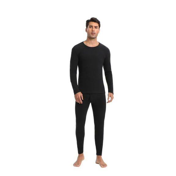 Thermal Underwear for Men Long Johns with Fleece Lined Base Layer Men Cold Weather Top Bottom Black (S - 3XL)