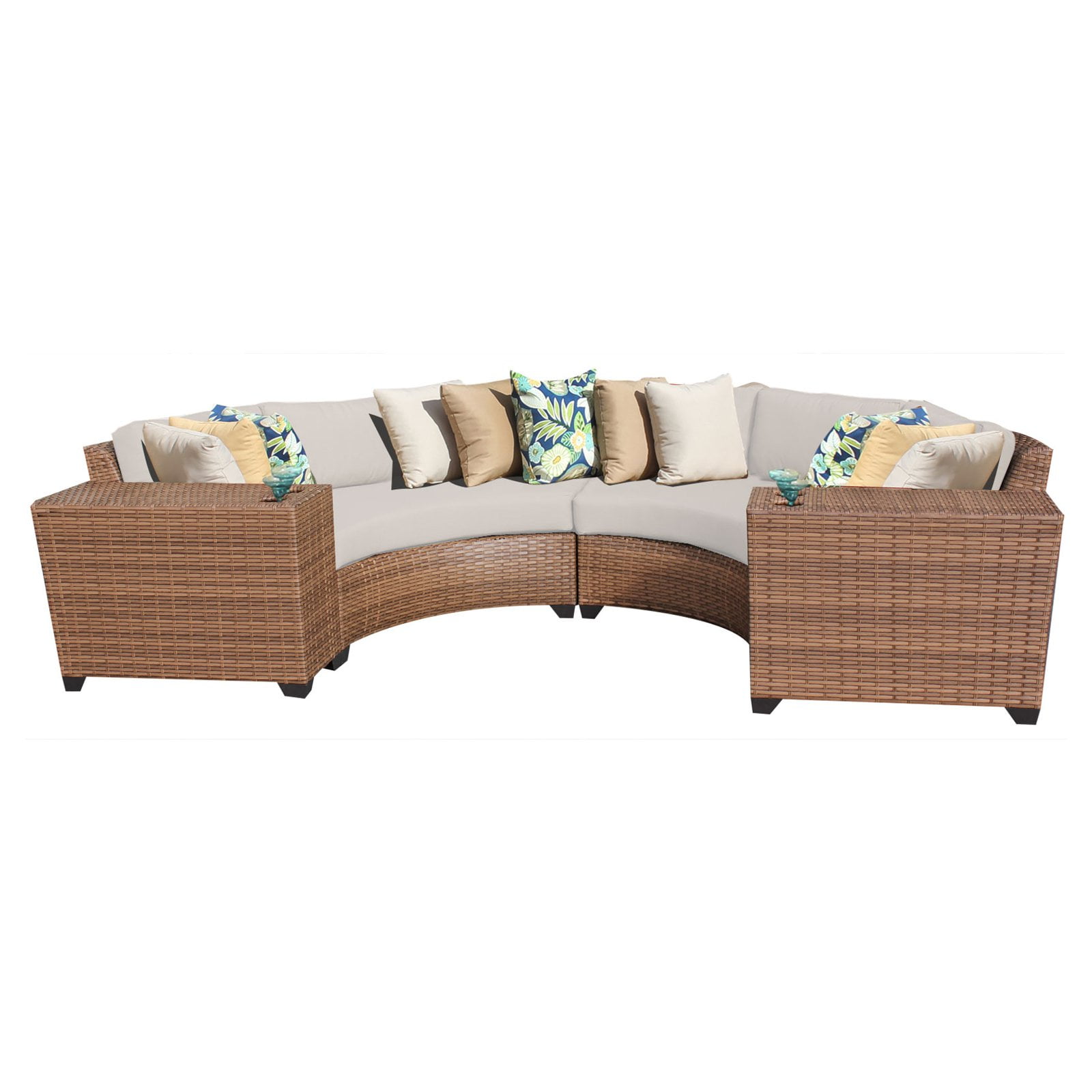 TK Classics Laguna Wicker 4 Piece Patio Conversation Set with Cup Table