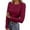 Wine, variant on Women's Long Sleeve Ribbed Stretch Crewneck Fitted Casual Basic Tee T-Shirt