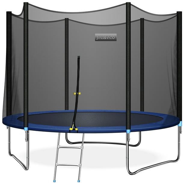 Jins Vico 10ft Trampoline For Kids Adult With 6ft Enclosure Net 661lbs Capacity 3 4 Kids High Waterproof Mat And Inclined Ladder Outdooe Indoor Park Kindergarten Walmart Com Walmart Com