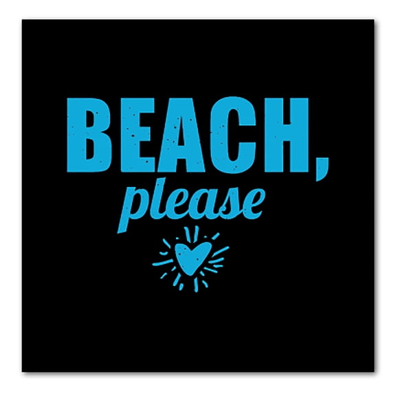 DistinctInk Custom Bumper Sticker - 10" x 10" Decorative Decal - Black Background - Beach, Please