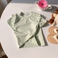 thumbnail image 3 of Eltusu Girls Cotton T-Shirts, Crewneck Solid Color Soft Short Sleeve Summer Kids Tee Green Size 2-3 T, 3 of 4