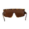 thumbnail image 2 of Womens 80s Flat Top Thick Plastic Shield Sunglasses Tortoise Brown, 2 of 4