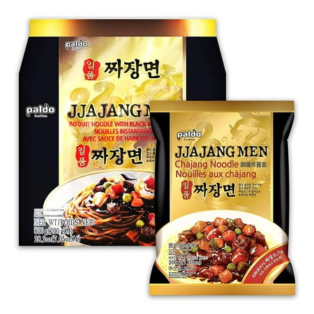 Paldo Fun & Yum Ilpoom Jjajangmen Noodles, Pack of 8, Traditional Brothless Chajang Ramen with Savory & Sweet Black Bean Sauce, Best Oriental Style Korean Ramyun, Soupless K-Food, ?? ??? 200g x 8