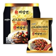 Paldo Ilpoom Jjajangmen Noodles, Pack of 16, Traditional Brothless Chajang Ramen with Savory & Sweet Black Bean Sauce, Oriental Style Korean Ramyun, Soupless K-Food, 200g x 16